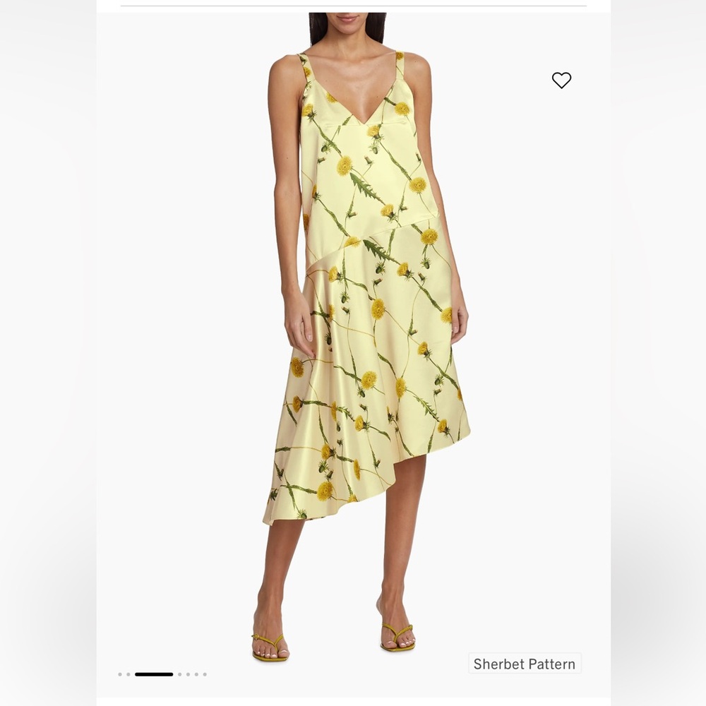 NEW Burberry women’s dandelion Floral Yellow Asymmetrical Dress size 8